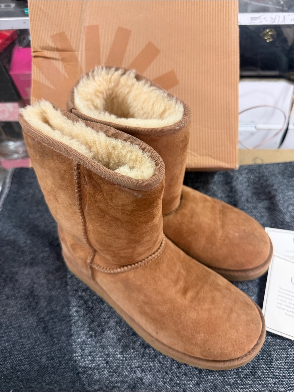 UGG Chestnut Suede Shearling Mid-Calf Boots